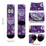 Sacramento Kings Socks Customized Scattered Icons Purple Best Selling