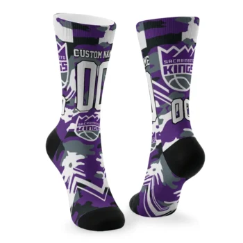Sacramento Kings Socks Customized Woodland Camo Purple Fashion Forward