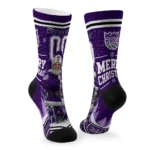 Sacramento Kings Socks Personalized Snowy Scene Purple White Best Selling
