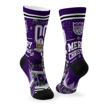 Sacramento Kings Socks Personalized Snowy Scene Purple White Fashion Forward
