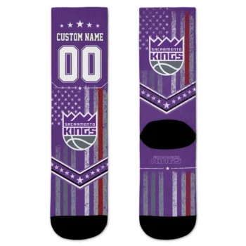 Sacramento Kings Socks Personalized Star Stripes Purple White Best Selling