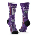 Sacramento Kings Socks Personalized Star Stripes Purple White Best Selling