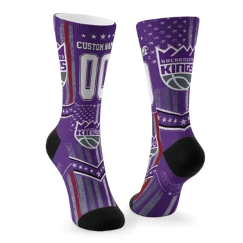 Sacramento Kings Socks Personalized Star Stripes Purple White Fashion Forward
