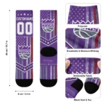 Sacramento Kings Socks Personalized Star Stripes Purple White Best Selling