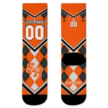 Sam Houston Bearkats Socks Customized Argyle Pattern Orange Best Selling