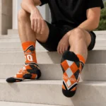 Sam Houston Bearkats Socks Customized Argyle Pattern Orange Best Selling