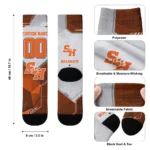 Sam Houston Bearkats Socks Customized Geometric Tech Orange Best Selling
