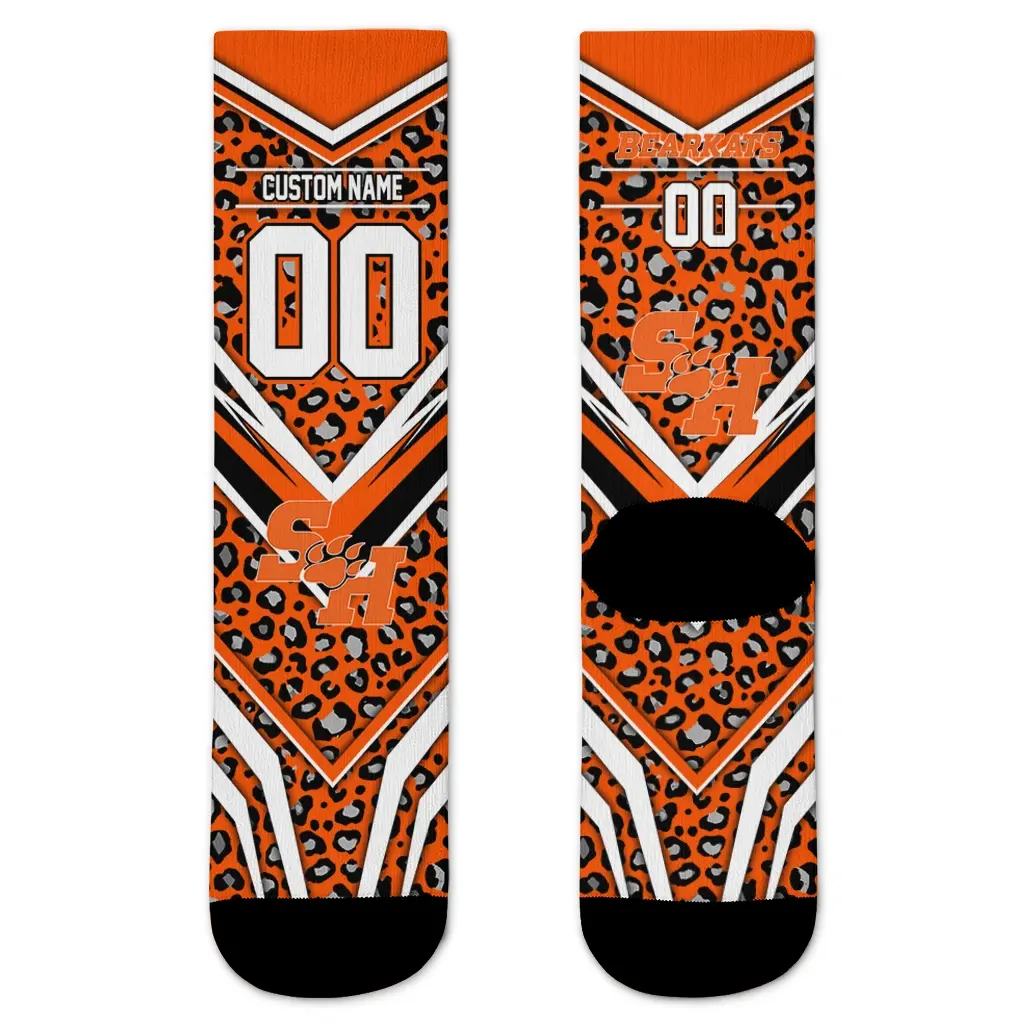 Sam Houston Bearkats Socks Customized Leopard Print Orange Black Best Selling Sam Houston Bearkats Socks Customized Leopard Print Orange Black Best Selling