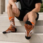 Sam Houston Bearkats Socks Customized Leopard Print Orange Black Best Selling