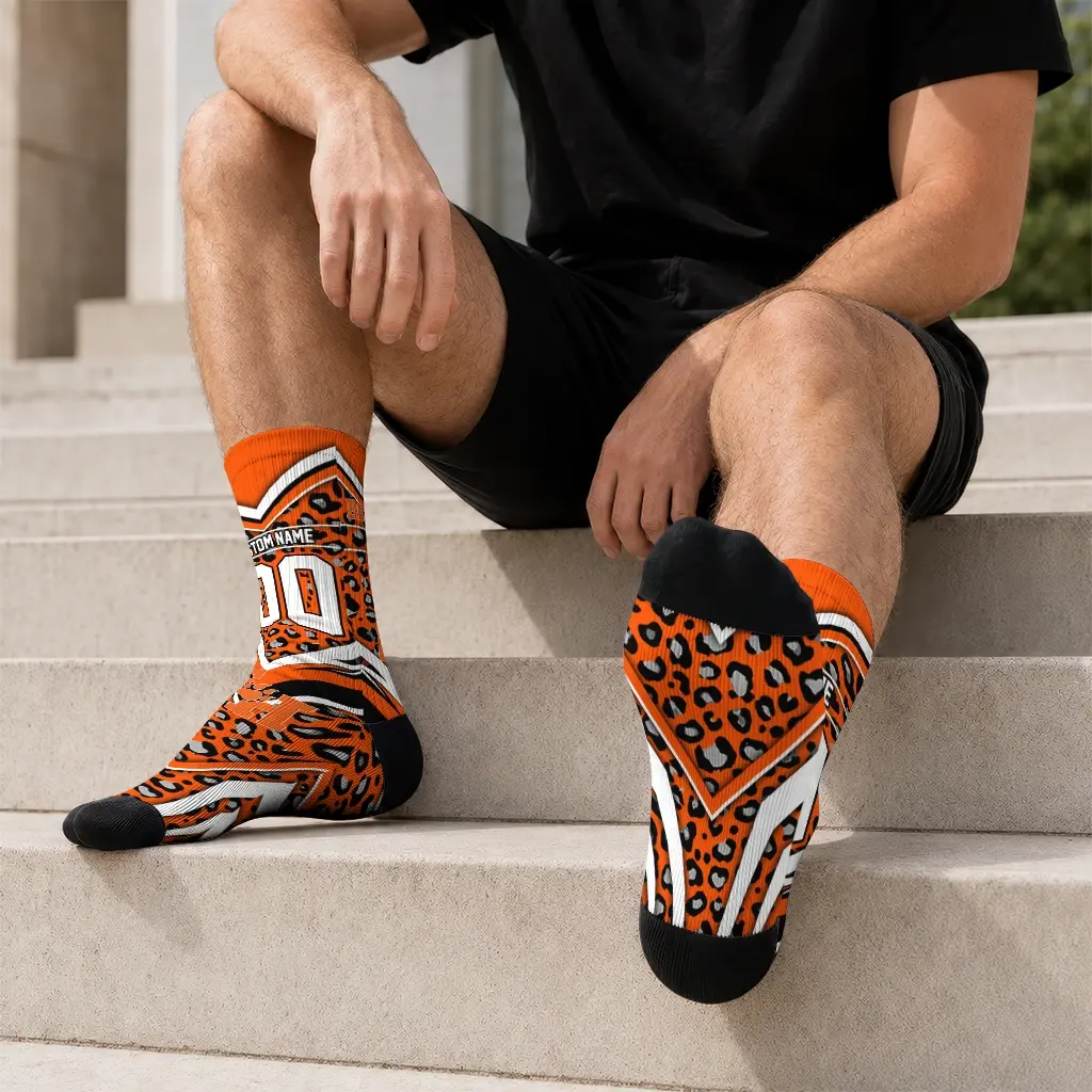 Sam Houston Bearkats Socks Customized Leopard Print Orange Black Latest Model Sam Houston Bearkats Socks Customized Leopard Print Orange Black Latest Model