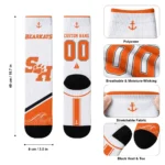 Sam Houston Bearkats Socks Customized Nautical Icons Orange White Best Selling