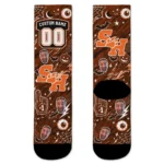 Sam Houston Bearkats Socks Customized Scattered Icons Orange Best Selling