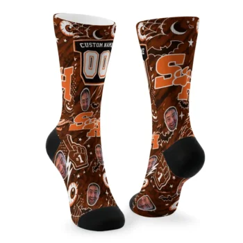 Sam Houston Bearkats Socks Customized Scattered Icons Orange Fashion Forward