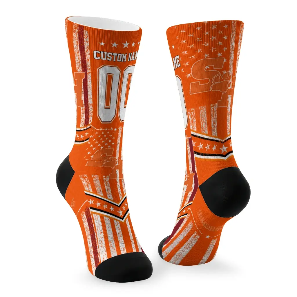 Sam Houston Bearkats Socks Customized Star Stripes Orange White Fashion Forward Sam Houston Bearkats Socks Customized Star Stripes Orange White Fashion Forward
