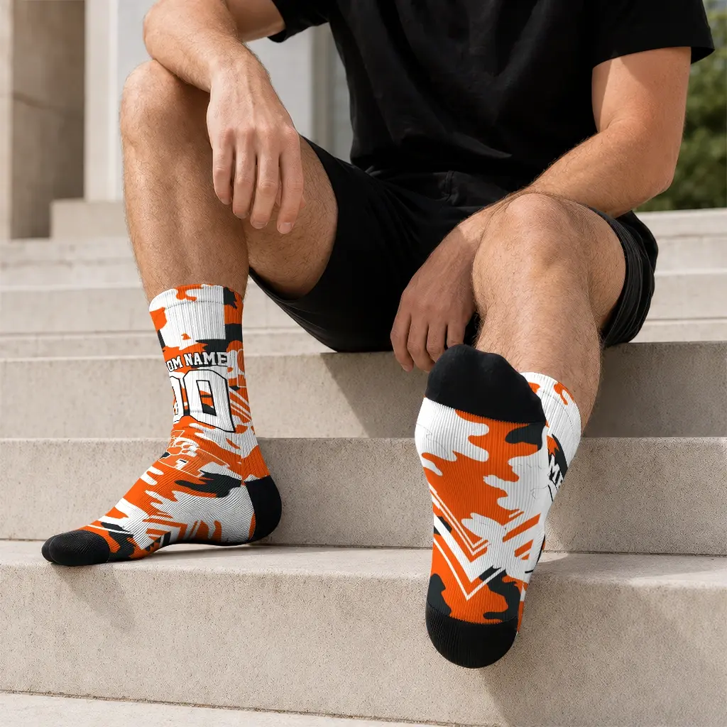 Sam Houston Bearkats Socks Customized Woodland Camo Orange Latest Model Sam Houston Bearkats Socks Customized Woodland Camo Orange Latest Model