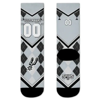 San Antonio Spurs Socks Custom Argyle Pattern Silver Best Selling