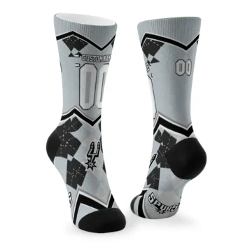 San Antonio Spurs Socks Custom Argyle Pattern Silver Fashion Forward