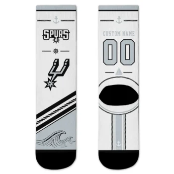 San Antonio Spurs Socks - Custom Nautical Icons Silver White