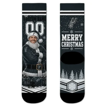 San Antonio Spurs Socks Custom Snowy Scene Silver White Best Selling