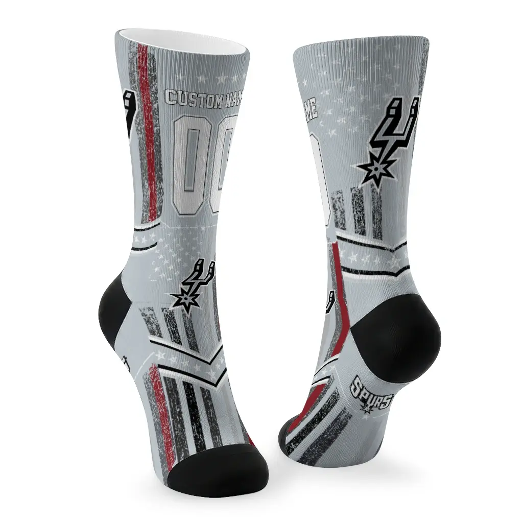 San Antonio Spurs Socks Custom Star Stripes Silver White Fashion Forward San Antonio Spurs Socks Custom Star Stripes Silver White Fashion Forward