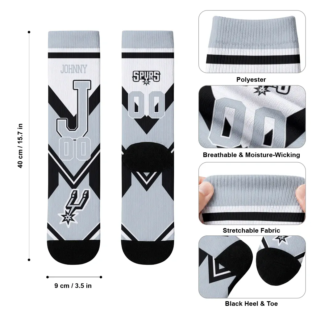 San Antonio Spurs Socks Customized Arrow Blocks Silver High Quality San Antonio Spurs Socks Customized Arrow Blocks Silver High Quality