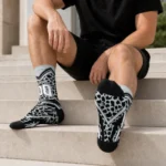 San Antonio Spurs Socks Customized Leopard Print Silver Black Best Selling