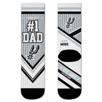 San Antonio Spurs Socks - Customized Pinstripe Chevron Silver White