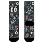 San Antonio Spurs Socks Personalized Scattered Icons Silver Best Selling