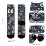 San Antonio Spurs Socks Personalized Scattered Icons Silver Best Selling