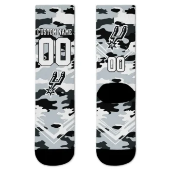 San Antonio Spurs Socks Personalized Woodland Camo Silver Best Selling