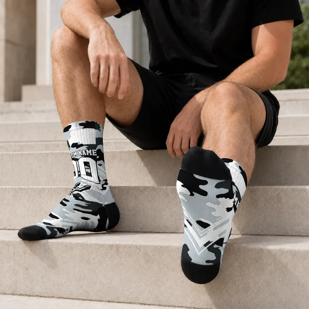 San Antonio Spurs Socks Personalized Woodland Camo Silver Latest Model San Antonio Spurs Socks Personalized Woodland Camo Silver Latest Model