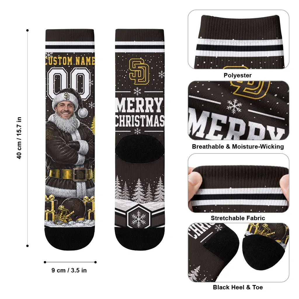 San Diego Padres Socks Custom Snowy Scene Brown White High Quality San Diego Padres Socks Custom Snowy Scene Brown White High Quality