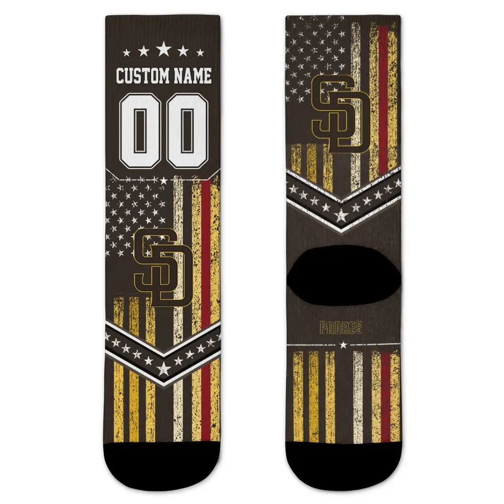 San Diego Padres Socks Custom Star Stripes Brown White Best Selling San Diego Padres Socks Custom Star Stripes Brown White Best Selling