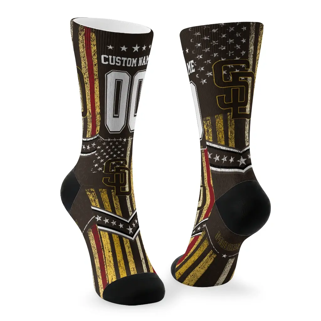 San Diego Padres Socks Custom Star Stripes Brown White Fashion Forward San Diego Padres Socks Custom Star Stripes Brown White Fashion Forward
