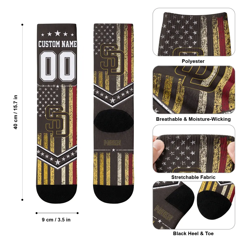 San Diego Padres Socks Custom Star Stripes Brown White High Quality San Diego Padres Socks Custom Star Stripes Brown White High Quality