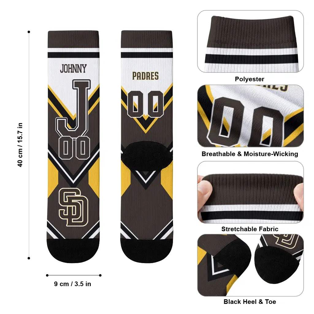 San Diego Padres Socks Customized Arrow Blocks Brown High Quality San Diego Padres Socks Customized Arrow Blocks Brown High Quality