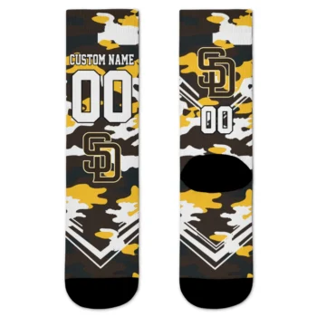 San Diego Padres Socks - Personalized Woodland Camo Brown