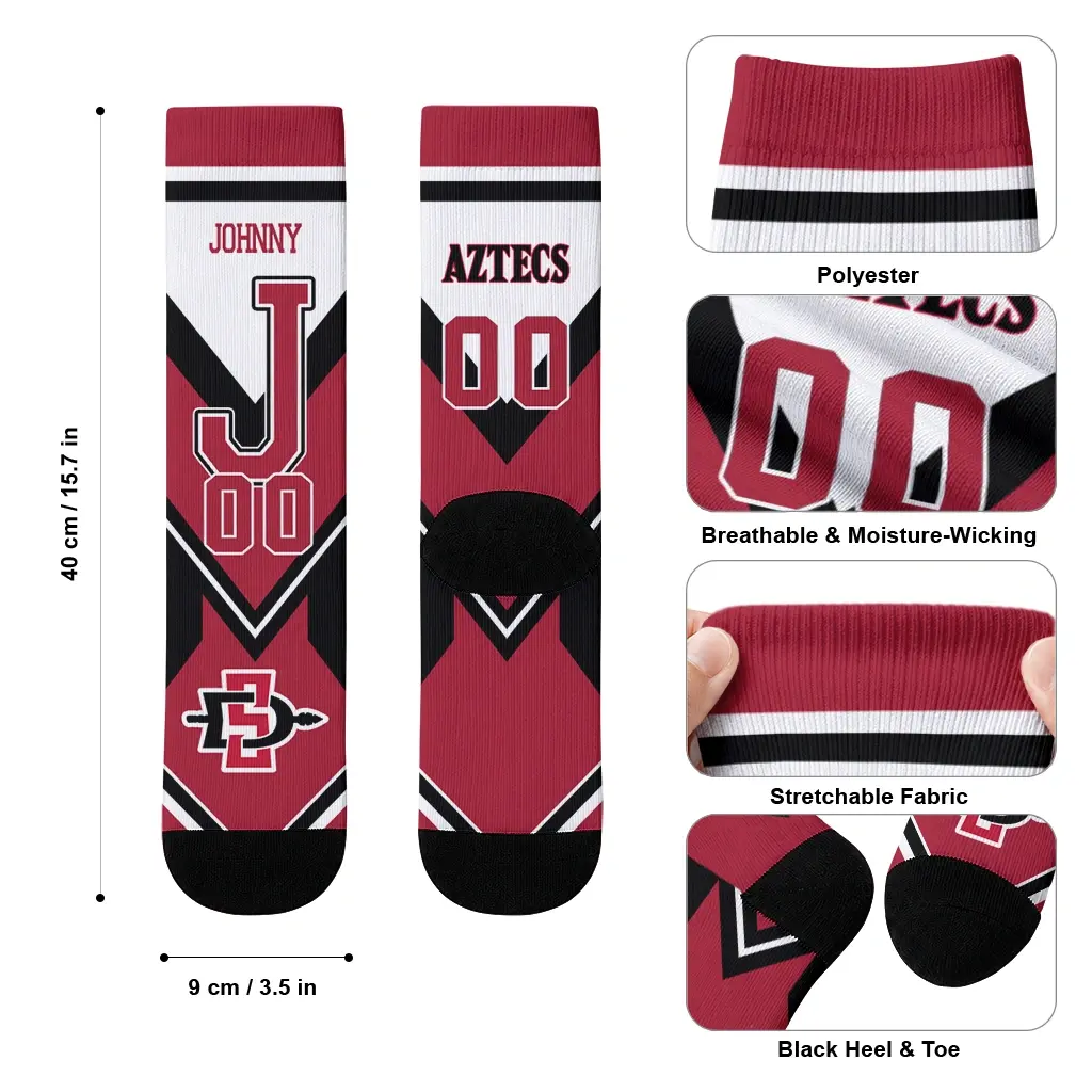 San Diego State Aztecs Socks Customized Arrow Blocks Red High Quality San Diego State Aztecs Socks Customized Arrow Blocks Red High Quality