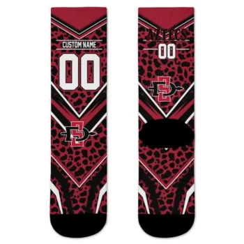 San Diego State Aztecs Socks Customized Leopard Print Red Black Best Selling