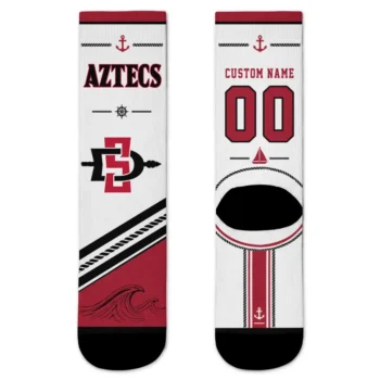 San Diego State Aztecs Socks Customized Nautical Icons Red White Best Selling