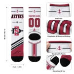 San Diego State Aztecs Socks Customized Nautical Icons Red White Best Selling