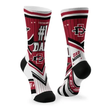 San Diego State Aztecs Socks Customized Pinstripe Chevron Red White Fashion Forward
