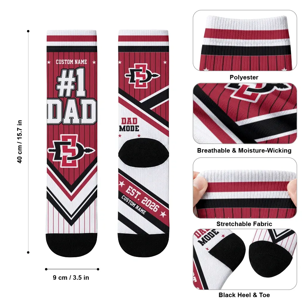 San Diego State Aztecs Socks Customized Pinstripe Chevron Red White High Quality San Diego State Aztecs Socks Customized Pinstripe Chevron Red White High Quality