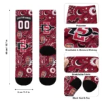 San Diego State Aztecs Socks Customized Scattered Icons Red Best Selling