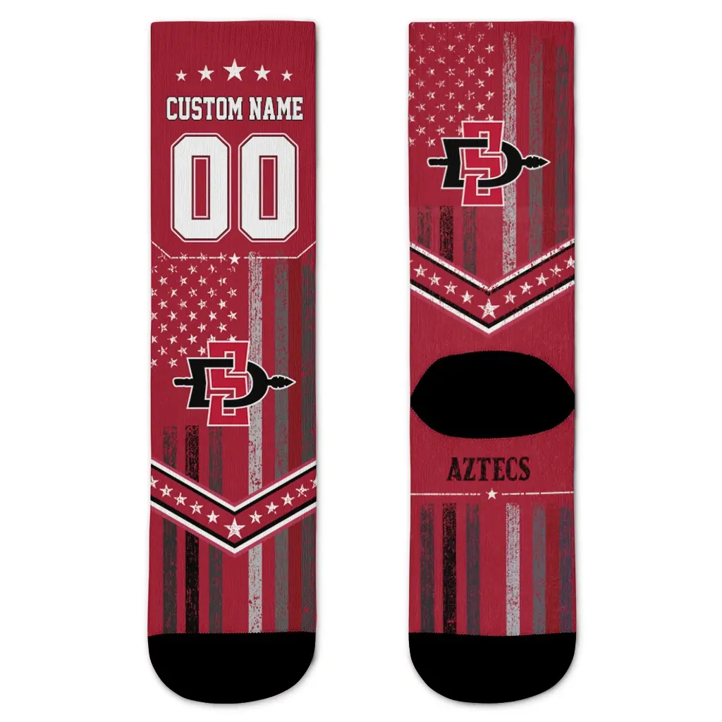 San Diego State Aztecs Socks Customized Star Stripes Red White Best Selling San Diego State Aztecs Socks Customized Star Stripes Red White Best Selling
