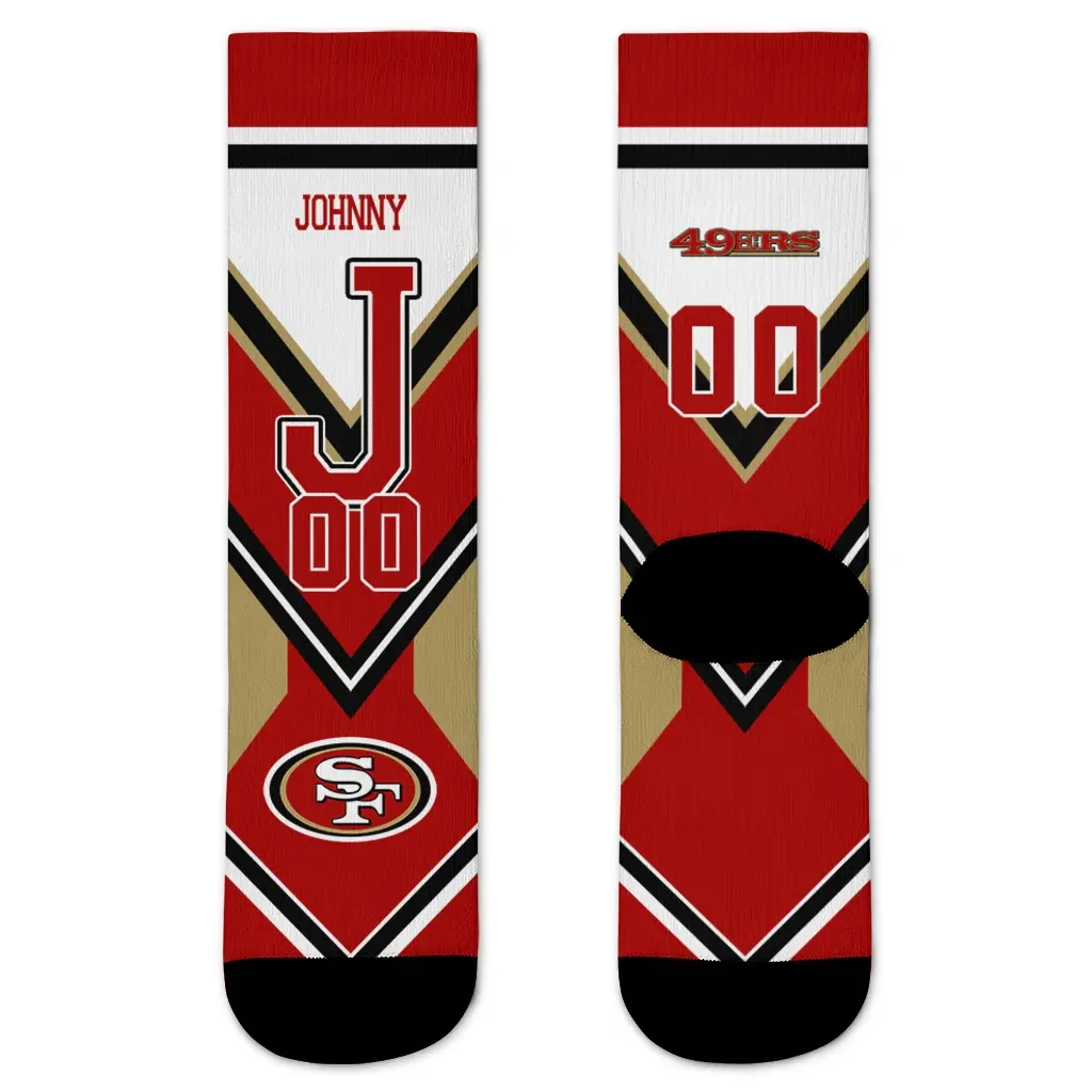 San Francisco 49ers Socks Custom Arrow Blocks Red Best Selling San Francisco 49ers Socks Custom Arrow Blocks Red Best Selling