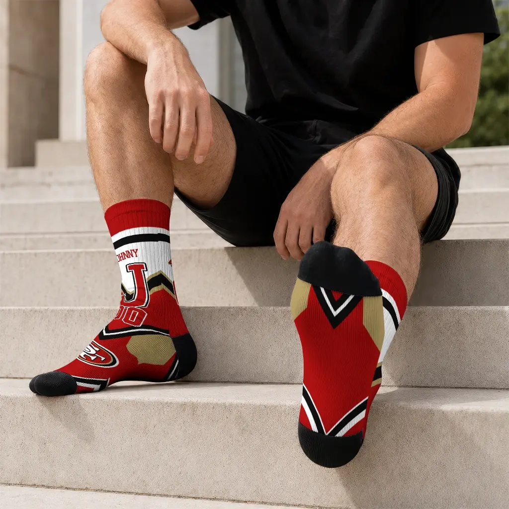 San Francisco 49ers Socks Custom Arrow Blocks Red Latest Model San Francisco 49ers Socks Custom Arrow Blocks Red Latest Model