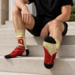 San Francisco 49ers Socks Customized Geometric Tech Red Best Selling