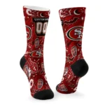 San Francisco 49ers Socks Customized Scattered Icons Red Best Selling