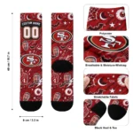 San Francisco 49ers Socks Customized Scattered Icons Red Best Selling